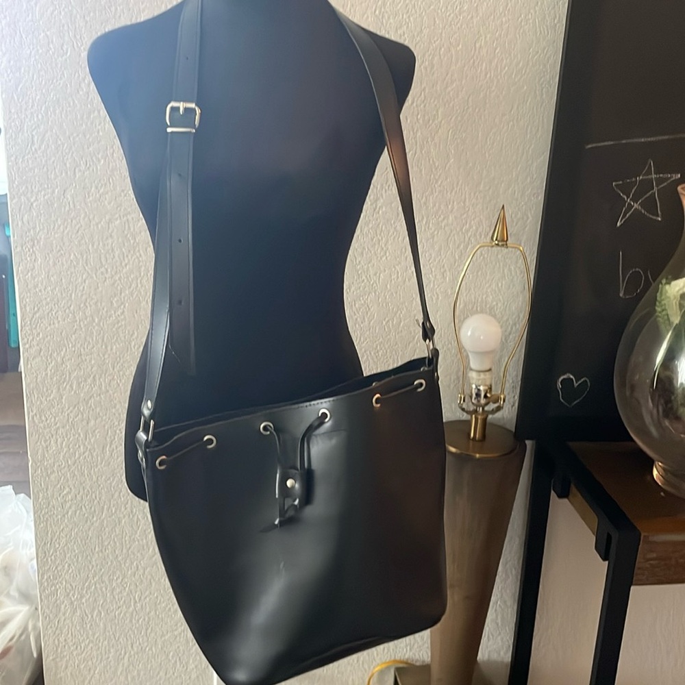 NWOT Handmade raw leather bucket crossbody (Etsy from Greece)